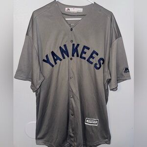 Majestic Gray Yankees Jersey Babe Ruth #3